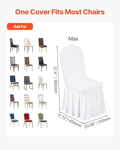 Image of VEVOR Chair Covers, Polyester Spandex Chair Cover, Stretch Slipcovers for Wedding Party Dining Banquet Flat-Front Chair Covers (White-d, 30PCS)