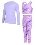 JiAmy Girls Yoga Leggings Athletic Leggings Training Bras Set Kids Crop Tank Top Activewear Set for 5-6 Years...