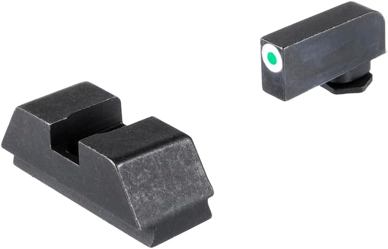 AMERIGLO Optic Compatible Sight Set for Glock - L Tall Green Tritium White Outline .220" front Plain Black .295" Rear