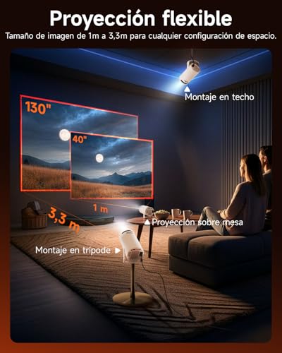Proyector portátil 4K con Auto Keystone para evitar imágenes deformadas en casa 7