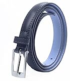 Belle Donne - Women's Leather Skinny Hip or Waist Dress Belt -Navy-M