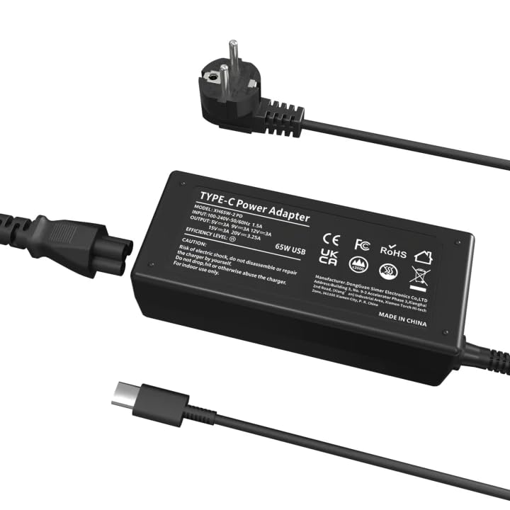 65W Cargador Portatil Tipo C para Lenovo ThinkPad T14 T15 E15 X1 Carbon X13, HP Spectre X360 EliteBook, DELL, MacBook Pro, Acer, ASUS, Huawei, Samsung, LG, 45W USB C Cargador para Chromebook