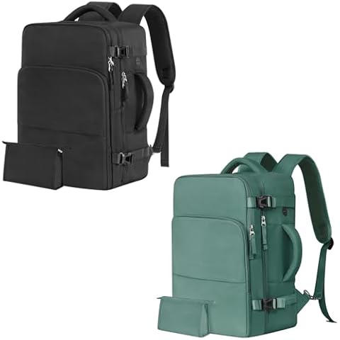 Rinlist Backpack for Men Women (Black+Dark Green) Cover