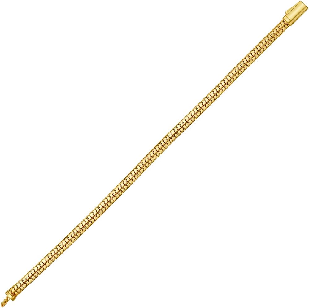 JewelryWeb 14k Yellow Gold 4.5mm Polished Lite Oval Snake Chain Bracelet With Lobster Clasp 7.5 Inch Snake Charm Bracelet for Women and Men
