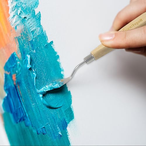 AebDerp 9 Pcs Paint Palette Knives for Painting, Stainless Steel Color Mixing Scraper Knife Set, Drawing Spatula Pallet Knife with Wooden Handle for Oil, Canvas, Acrylic Painting, Texture Art Supplies