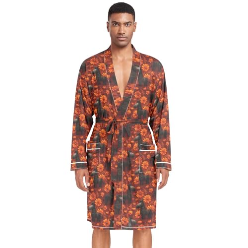 Men’s Robe Cute Zebra Print, Long Sleeve Bathrobe for Sleep Shower-M