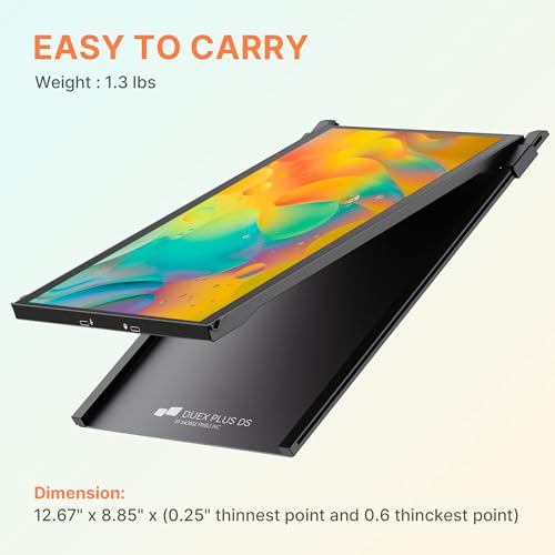 Image of Mobile Pixels Duex Plus DS Portable Laptop Monitor, 13.3'' Laptop Screen Extender, Type-C /HDMI Plug and Play, Portable Monitor for 13'' to 14.5'' Laptop