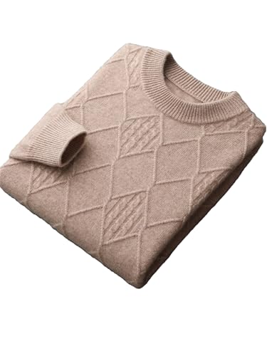 Men’S Casual Cashmere Pullover Sweater with Diamond Twist Pattern Mock Neck Long Sleeve Thick Knit Jumper Top