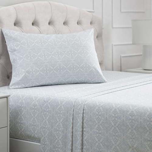 Image of Mellanni Twin Sheets Set - 3 PC Iconic Collection Bedding | Hotel Luxury, Extra Soft, Cooling Bed Sheets - Wrinkle, Fade, Stain Resistant (Twin, Laced Sky Blue)