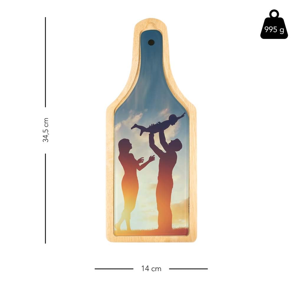 Coffret en bois et verre pour le vin et le fromage à personnaliser – Coffret personnalisable vin & fromage – Accessoire vin et plateau fromage imprimé photo