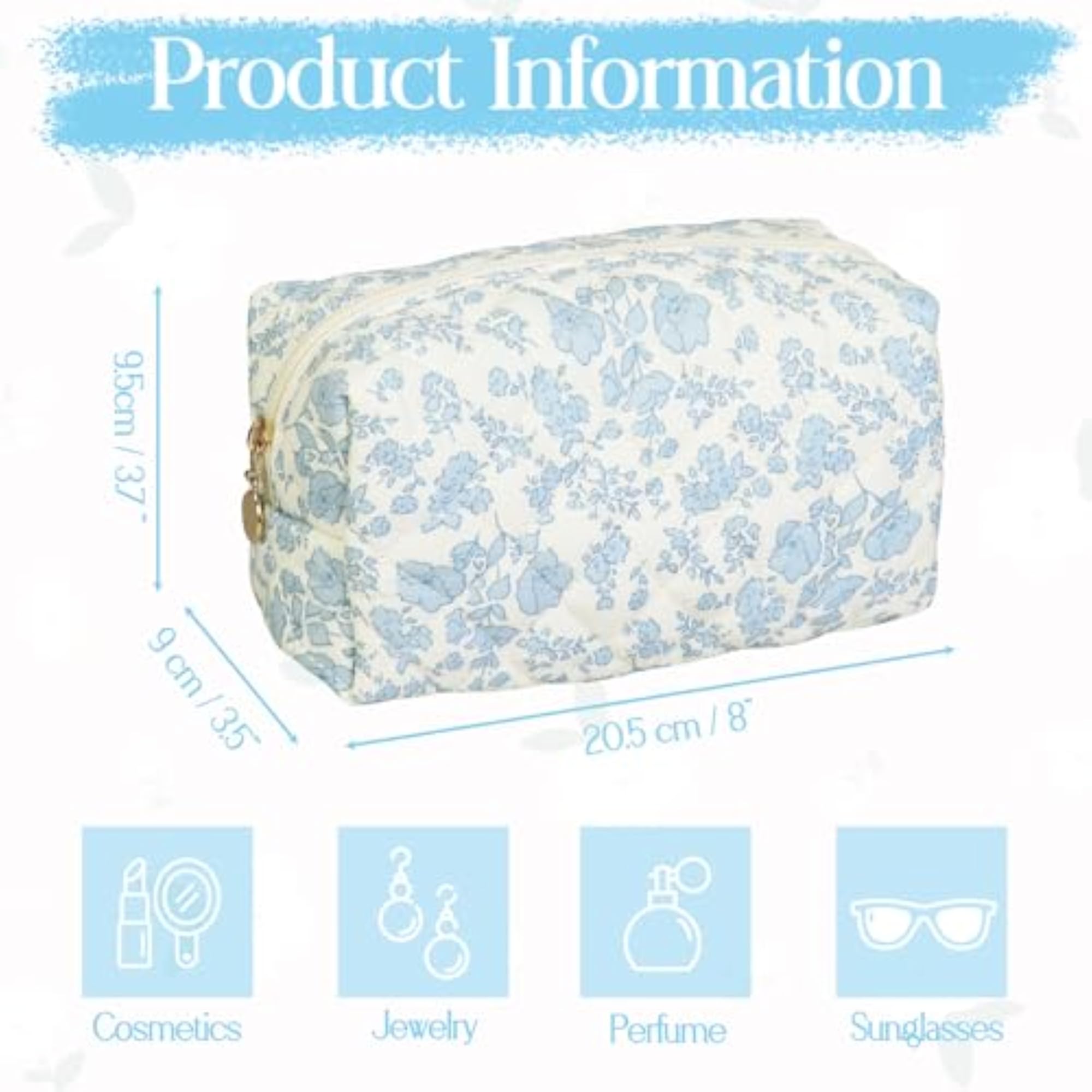 Floral Makeup Bag Cotton Portable Travel Cosmetic Bag