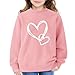 Girls Oversized Sweatshirt Heart Love Preppy Sweatshirts Fall Winter Long Sleeve Teen Girl Cute Fashion Clothes Pink 3-4 Years
