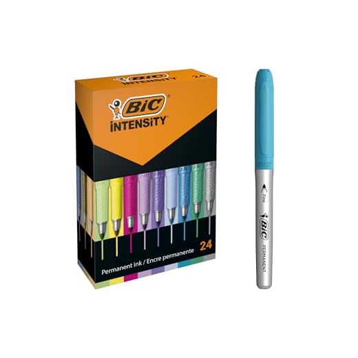 BIC Intensity - Rotuladores Permanentes - Colores Surtidos Intensos/Pastel/Metalizados, óptimo para regalo, Caja de 24