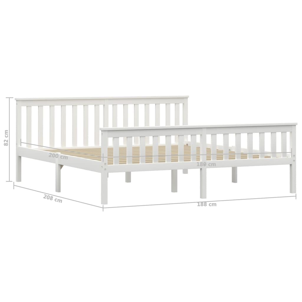 White Pine Solid Wood Bed Frame 180x200 cm with Slats | Modern platform design includes a supportive wooden slat base, suitable for guest rooms and family use.