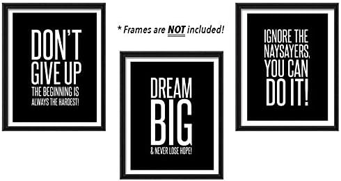 Ignore The Naysayers (3-Set) Famous Quotes Poster Great for Teen Boy Girl | Sports Signs UNFRAMED Wall Art Decorative Prints Workout Fitness Decor Home Office Business | Artwork Photos and Pictures for Classroom Dorm Gym Entrepreneur (8 x 10 Black White)
