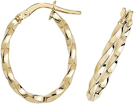 9ct Gold Ladies Hoop Earrings - 21mm*2mm WJS16382