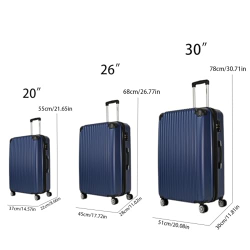 3-Piece Hard Shell Soft Sided Luggage, 360 Degree Spinner 4 Wheel Luggage, Light Weight, Textured Finish, Suitable for Travel, Luggage Suitcase 3-Piece Set (20"/26"/30"), Blue4