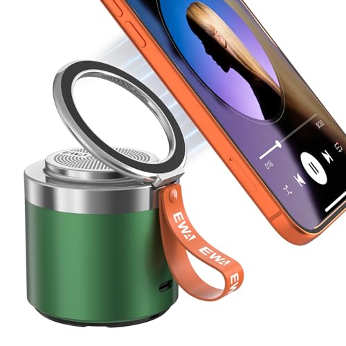 EWA Wireless Bluetooth Speaker with Secure Magnetic Phone Stand HD Surround Sound & Anti-Slip Base | Hands-Free Magnetic Holder for Desk Kitchen Home Workout - Gift Ideal for Men Women (Green)