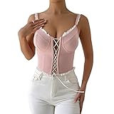 Générique Sujetador para Embarazo Camisola Bustier Corsé de Encaje Sexy con Espalda de Malla Estilo Calle para Mujer Conjunto Cama Doble (Pink, S)