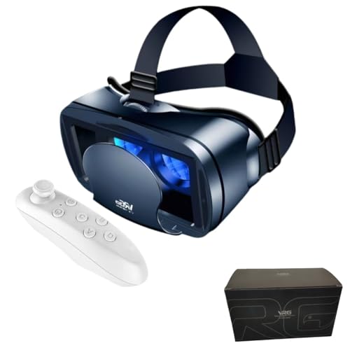 3D VR Headset Virtual Reality Glasses Headset with Controller with iPhone or Android Compatible 5-7 inch, for Mobile Games & Movies