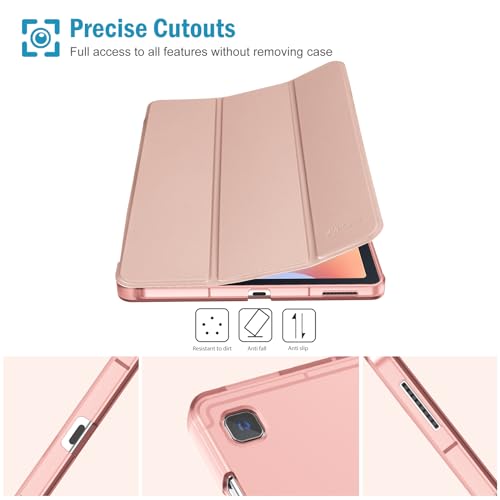 ProCase Case for Galaxy Tab S6 Lite 10.4 2024 2022 2020(SM-P620/P625/P613/P619/P615/P610), Trifold Stand Folio Soft TPU Translucent Back Cover with S Pen Holder Support Auto Wake/Sleep -Rosegold - Image 7