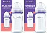 Lansinoh Glas Babyflasche mit NaturalWave Sauger Gr. S, 160 ml (Packung mit 2)