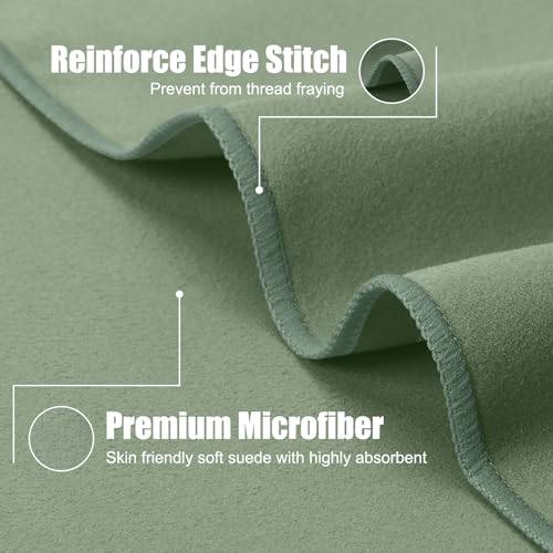 Quick Dry Travel Towel, 3 Sizes 1 Pack Camping Microfiber Towel, Lightweight Fast Drying Towels Set 60″x30″, 30″x15″, 15″x15″ w/Bag for Gym, Beach, Hiking, Swimming, Army Green