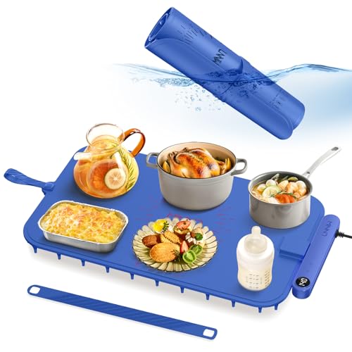 LNNIW Waterproof Food Warming Mat, Color-Changing Electric Heating Tray with 6-Level Temperature Control, 1-6h Timers, Dishwasher-Friendly Food Warmer Mat for Parties, Buffets, and Kitchen Use.