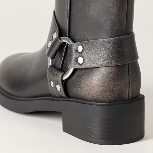 The Drop Women's Lilith Short Moto Boot with Buckles Biker3