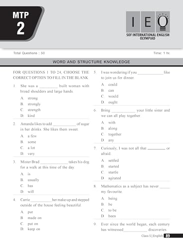 Image of MTG English (IEO) Olympiad Prep Guide Class 5 | Detailed Theory, Exercise with Self Test For Practice | SOF Olympiad Books For Exam 2026-27 (Useful For Level-1 & 2)