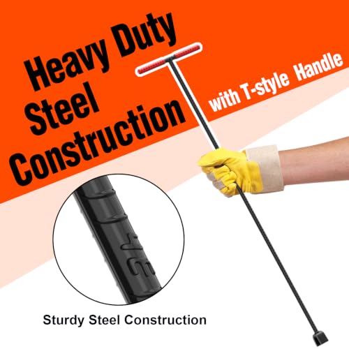 Image of Eapele Water Meter Key 36 inch Enforced Steel T-Handle With 4-way Multi-Functional Universal Cross Key