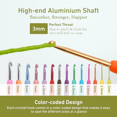 Image of 3mm Crochet Hook, Super Smooth 3 mm Ergonomic Crochet Hooks for Beginners, Comfort Crochet Needle for Arthritics, 1 Pack