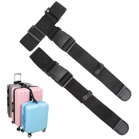 Pasy do walizek 2 sztuki, Pasy bagażowe do łączenia 3 walizek, Regulowany pas do walizki, Luggage Strap z klamrami na 2-3 sztuki bagażu, Nylonowe pasy do pakowania, Pasek do walizki, Maksymalne