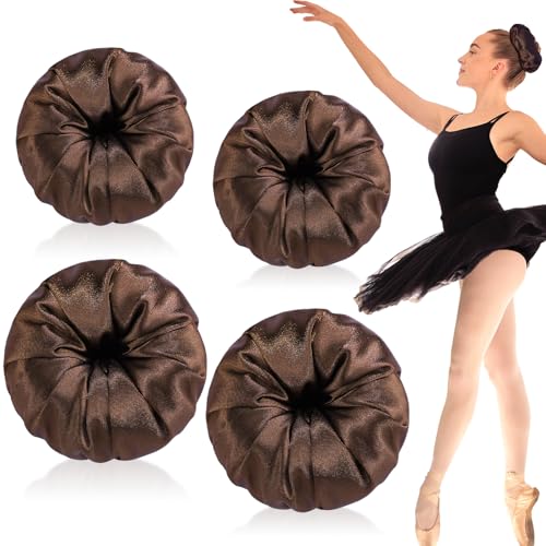 Yuxung 4 Pcs Satin Hair Bun Donut,Brown,Small,Medium