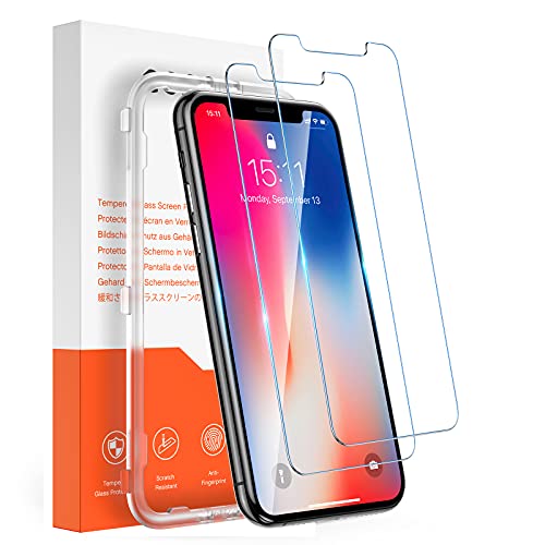 Amazon Brand - Eono Panzerglas Schutzfolie für iPhone 11 Pro, X, XS -2 Stück- 9H Härte HD Displayschutzfolie, 5,8 Zoll, Kratzfest, Anti-Fingerprint, blasenfrei