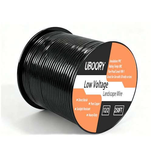 UBOORY 12 Gauge 2 Conductor 250FT, 12/2 Low Voltage Landscape Wire, for Low Voltage, Outdoor Direct Burial Electrical Wire