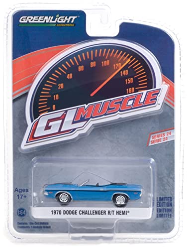 Greenlight 13290-B Greenlight Muscle Series 24 - 1970 Dodge Challenger Convertible - B5 Blue 1/64 Scale #TOP1