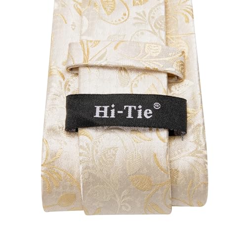 Hi-Tie Silk Paisley Ties for Men Necktie Pocket Square Cufflinks Set Foral Tie Sets Formal Business