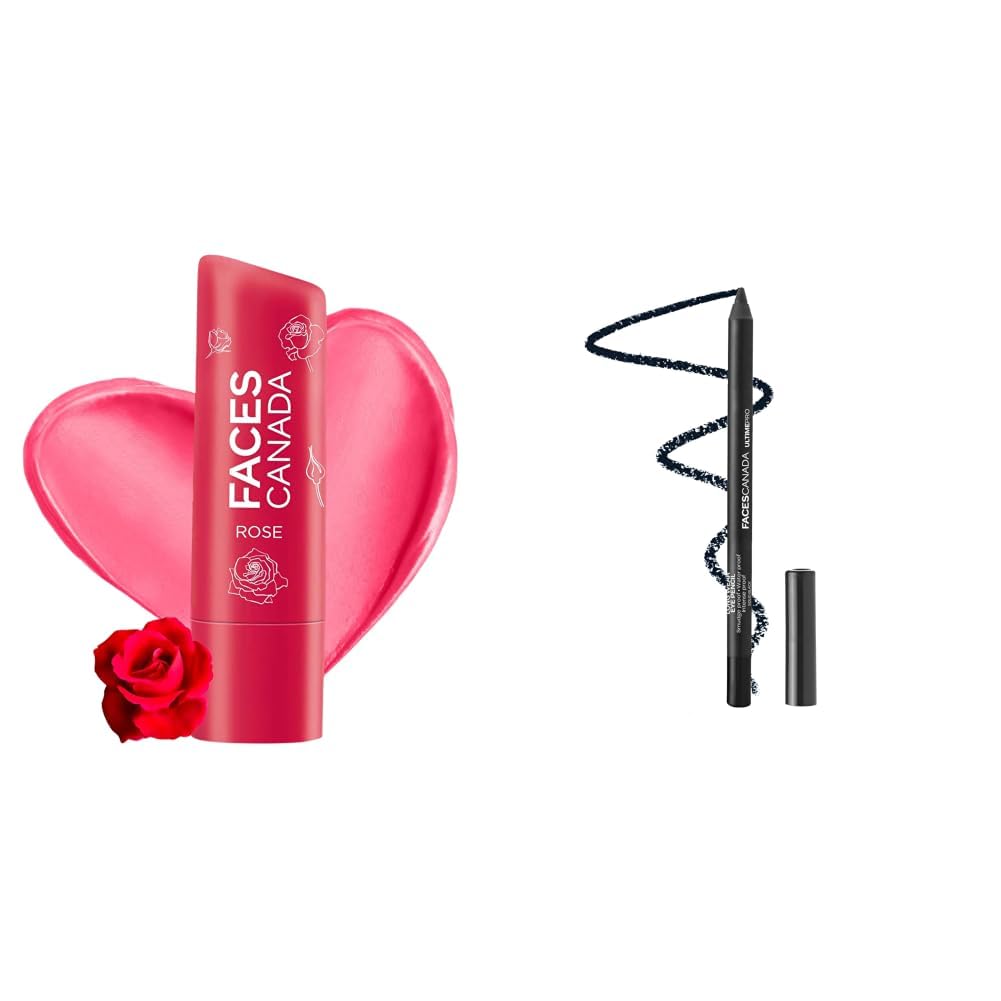 FACESCANADA Color Lip Balm - Rose Petal 03, 4.5g & Ultime Pro Longwear Opaque Eye Pencil - Solid Black 02, 1.2 G-image-16