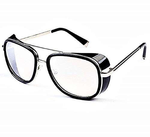 KIRALOVE Gafas de sol Tony stark - iron man - sexy - mujer - hombre - unisex - montura plateada - lentes - transparente - gafas de sol boy iron man