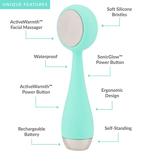 Pmd Clean Pro - Smart Facial Cleansing Device With Silicone Brush & Activewarmth Anti-Aging Massager - Waterproof - Sonicglow Vibration Technology - Clear Pores & Blackheads - Lift, Firm, & Tone Skin #TOP7