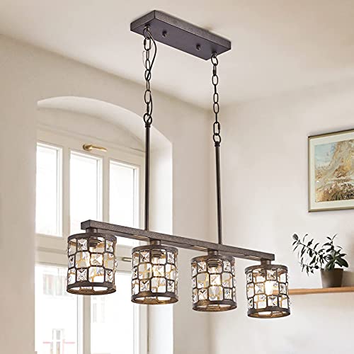 4-Light Dining Room Chandelier Light Fxiture, Kitchen Island Lighting with Oil Rubbed Bronze Finish, Farmhouse Pendant Lighting for Kitchen