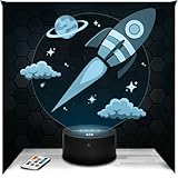 Lampephoto.fr - Lámpara 3D Cohete Infantil Decoración Cuarto Infantil, Regalo Navidad para Niños de 4, 5, 6, 7, 8, 9, 10 Años, Lámpara de Noche Cohete Infantil Nave Espacial Espacio, Merchandising