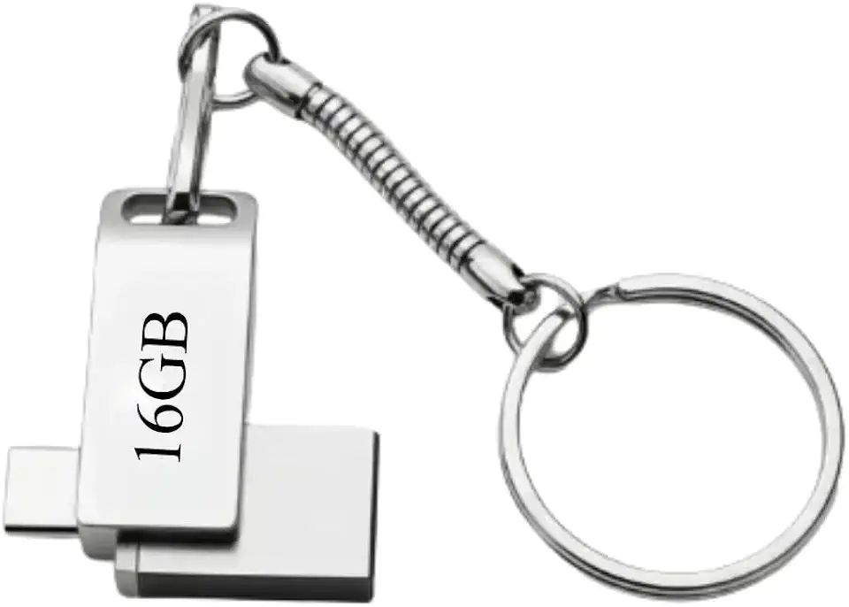 Pen Drive 2 em 1 USB-C + USB- A 3.2– Alta Velocidade, Transferência Rápida, Compatível com PC, Notebook, Android e Mac – Compacto com Chaveiro (16, GB)