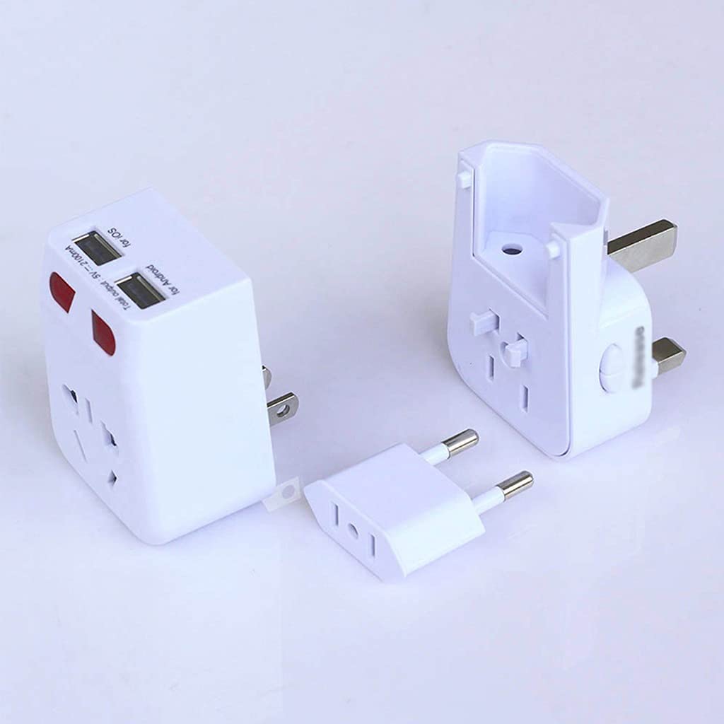 Adaptador de Viaje Universal con 2 Puertos USB Adaptador de Corriente Internacional ultracompacto con conexión a Tierra Segura para teléfonos móviles y portátiles