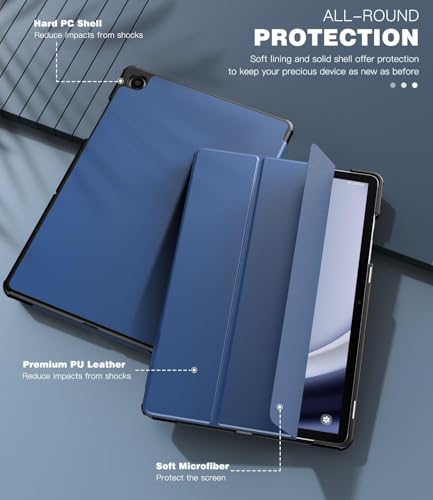 Image of EDNITA Smart Case Cover for Samsung Galaxy Tab A9+ /A9 Plus 11 Inch 2023, Slim Lightweight Stand Hard Back Shell Protective Cover for Galaxy Tab A9+ Tablet (Navyblue)