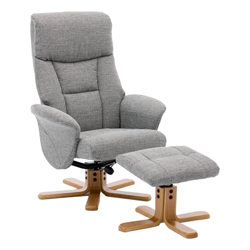 Morris Living The Giza - Fabric Swivel Recliner Chair & Matching Footstool in Lisbon Rock Fabric