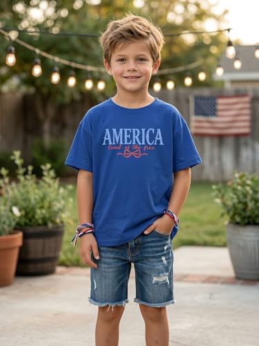 Image of AMWIPE Boys Girls USA Shirt Kids 250 Anniversary USA Shirts American Flag Tshirt 4th of July Outfits Cute Patriotic Top 6-14y