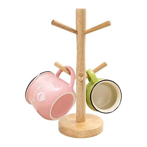XFLYP Soporte para Tazas de Madera con 6 Ganchos Cover