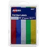 Avery Foil Star Stickers, 1/2'...